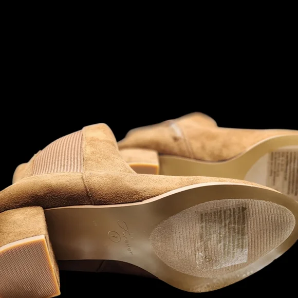 NWOT Forever Tan Nubuck Block Heel Boots Sizes 6.5, 7 & 10 Fall Winter Staple - Picture 6 of 12